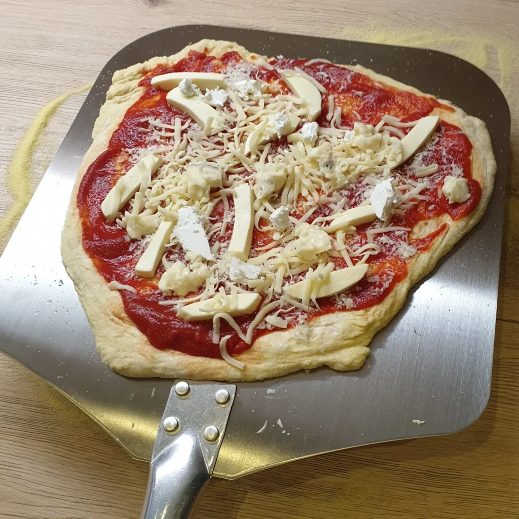 Pizzaschieber mit Pizzateig