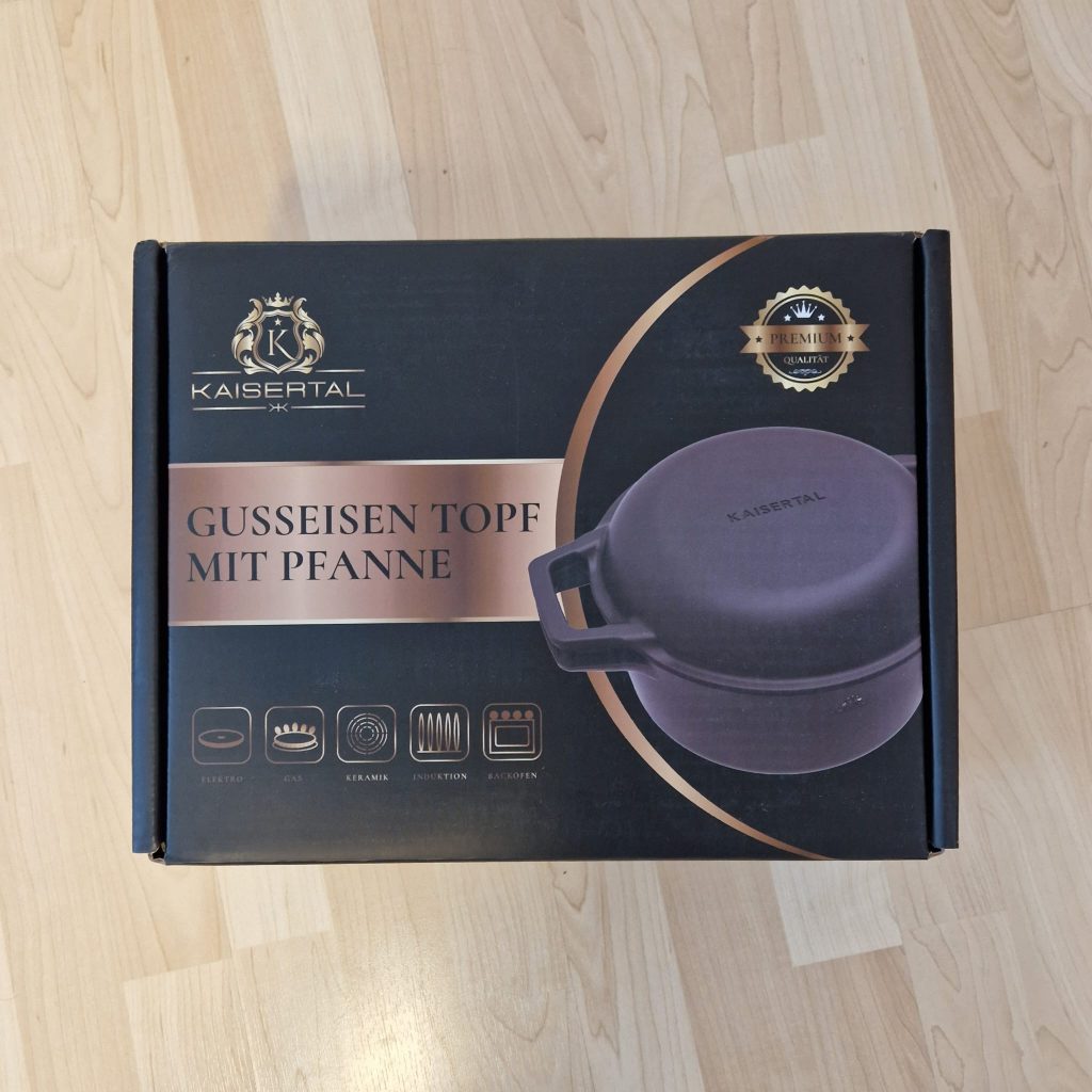Cast iron pot with pan packaging