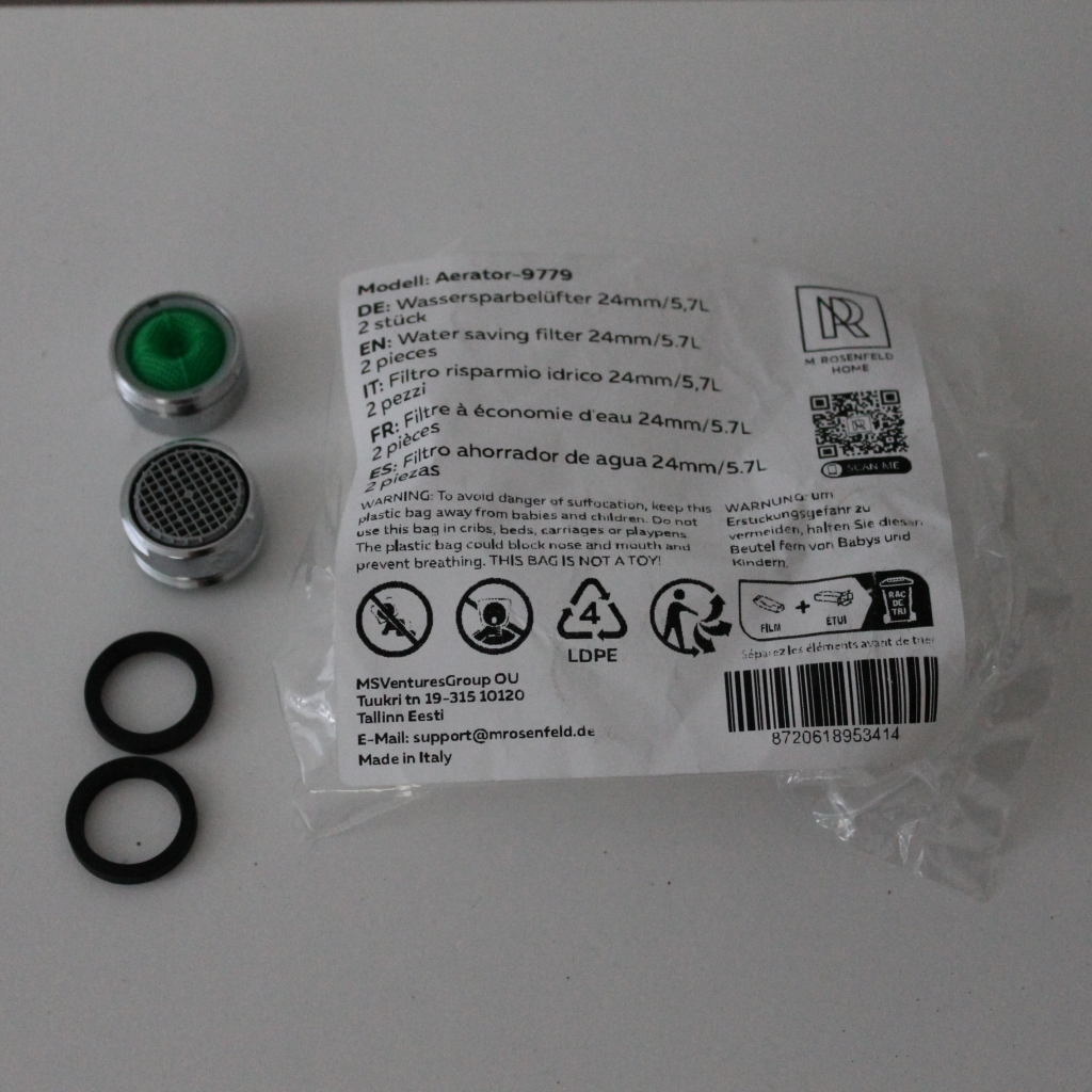 Contents of the aerator packaging