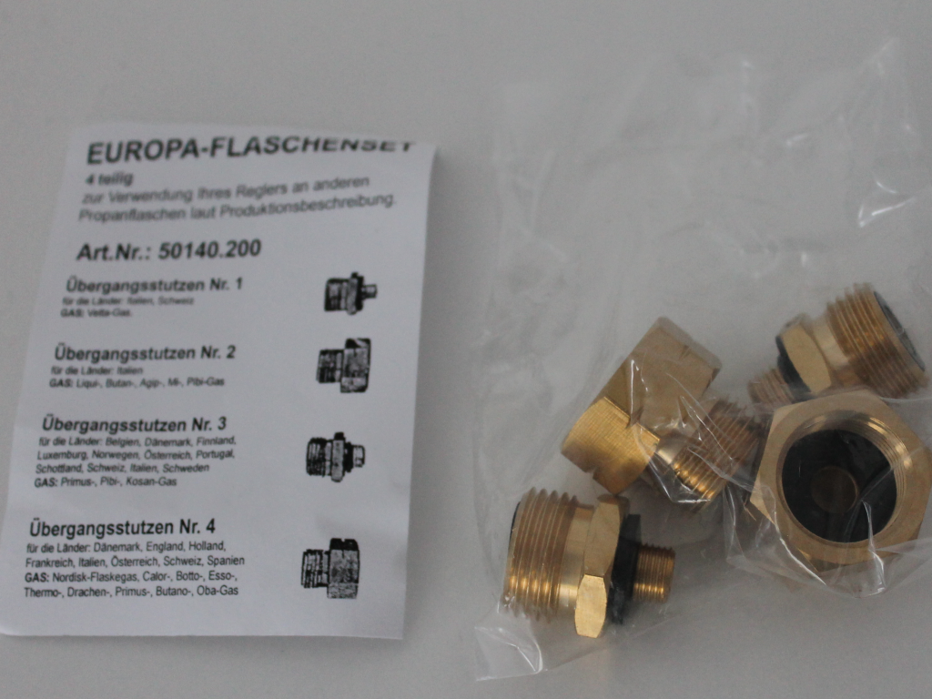 PELMOS Gasanschluss Adapter I 4 teiliges Gasflaschen Adapter - Set