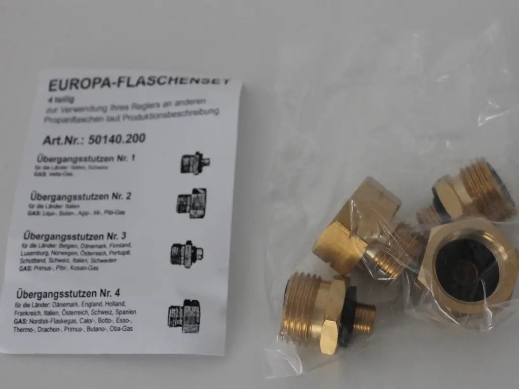 Verpackungsinhalt des Gasflaschen-Adapter Set zum Entnehmen