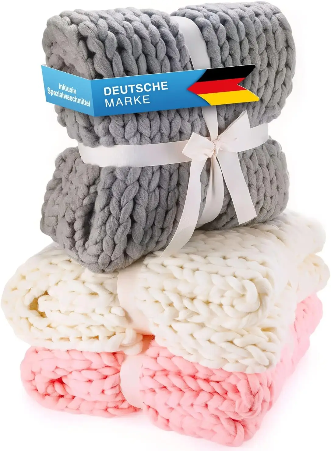 Feluna® Grob gestrickte Kuscheldecke