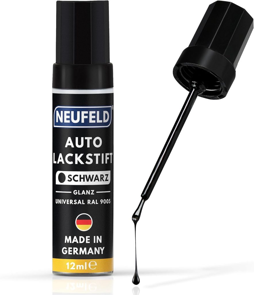 NEUFELD® Lackstift Schwarz glänzend [12ml] - Lackstift Auto hohe