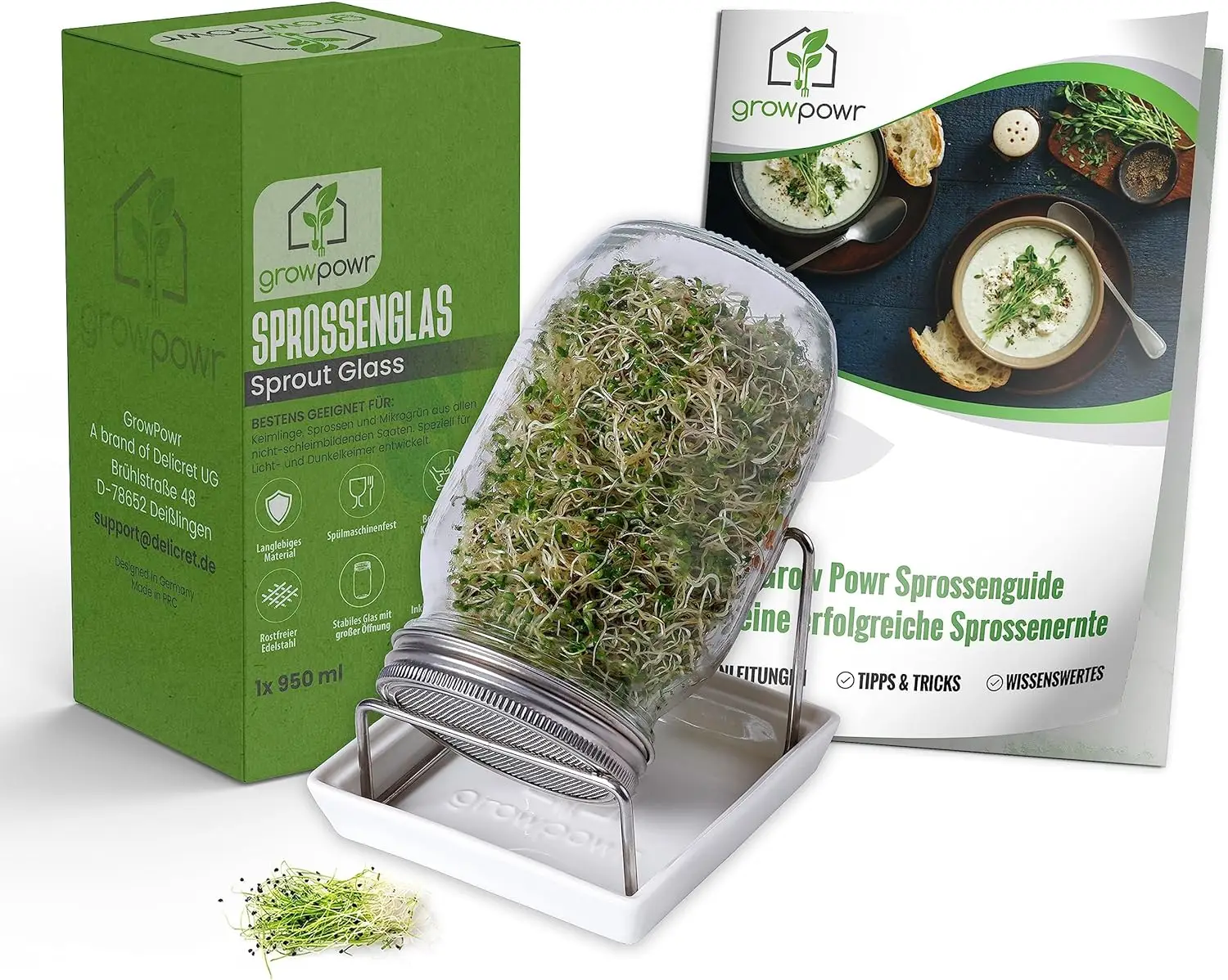 growpowr® Sprossenglas mit extra großer Öffnung