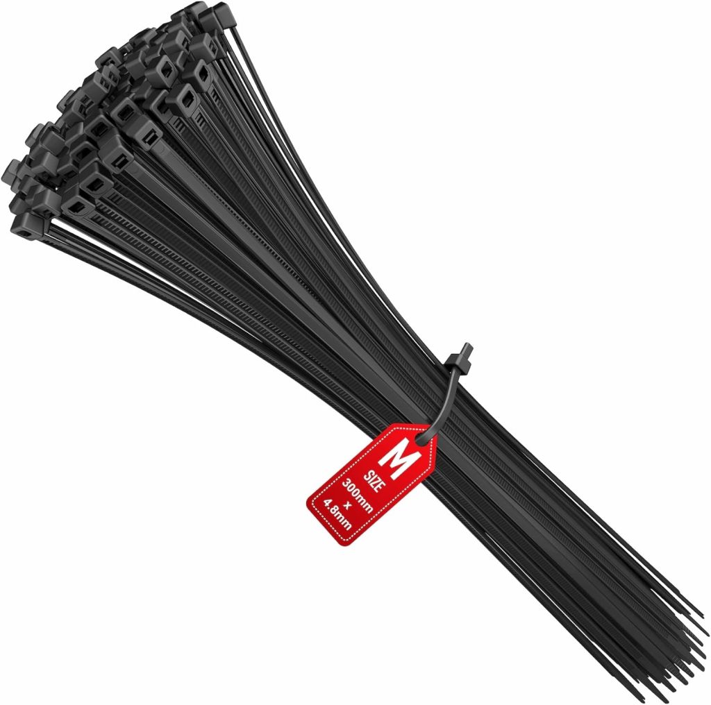 100 bridas para cables de 100 mm x 2,5 mm, negras, 2,45 €