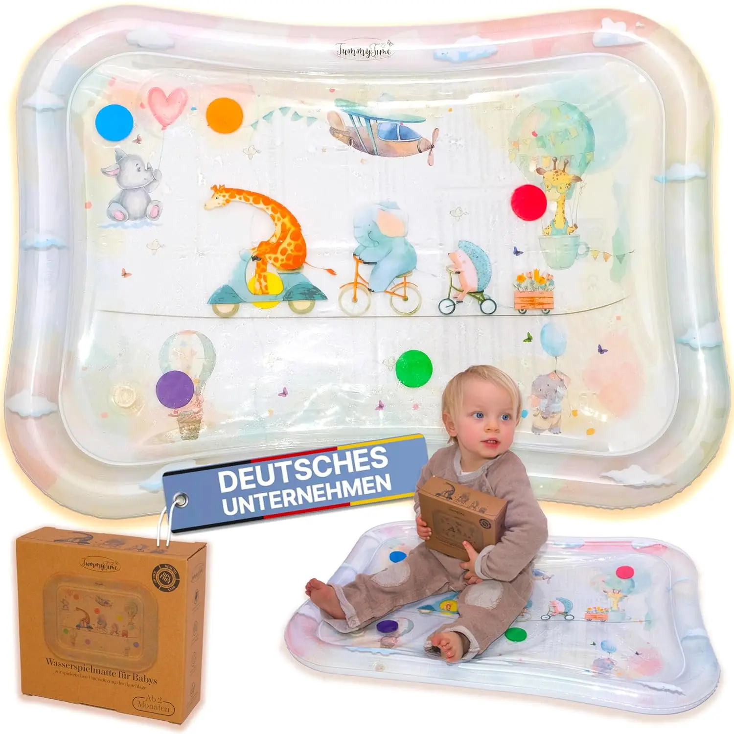 TummyTime water play mat circus animals