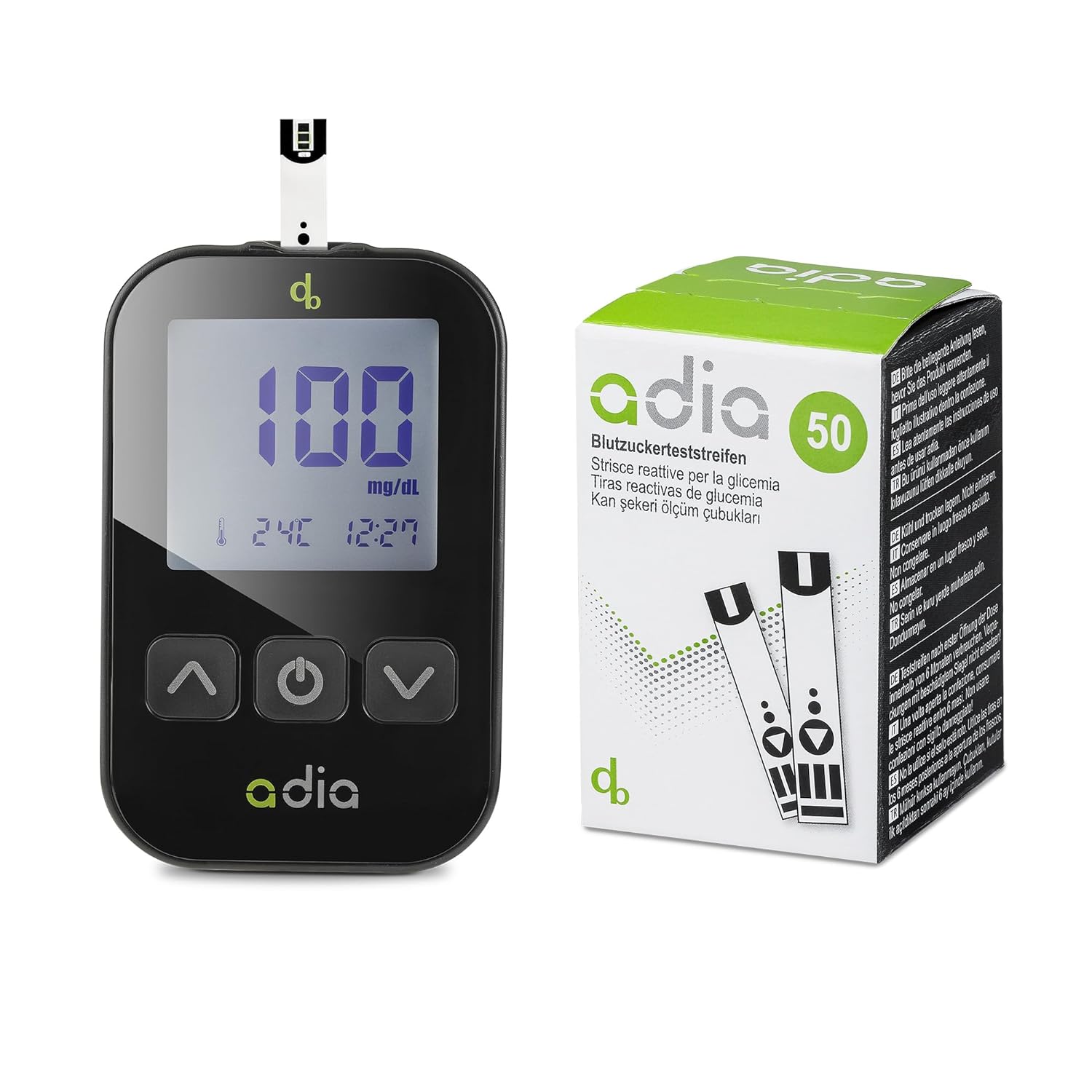 Blood glucose meter mg/dl from adia