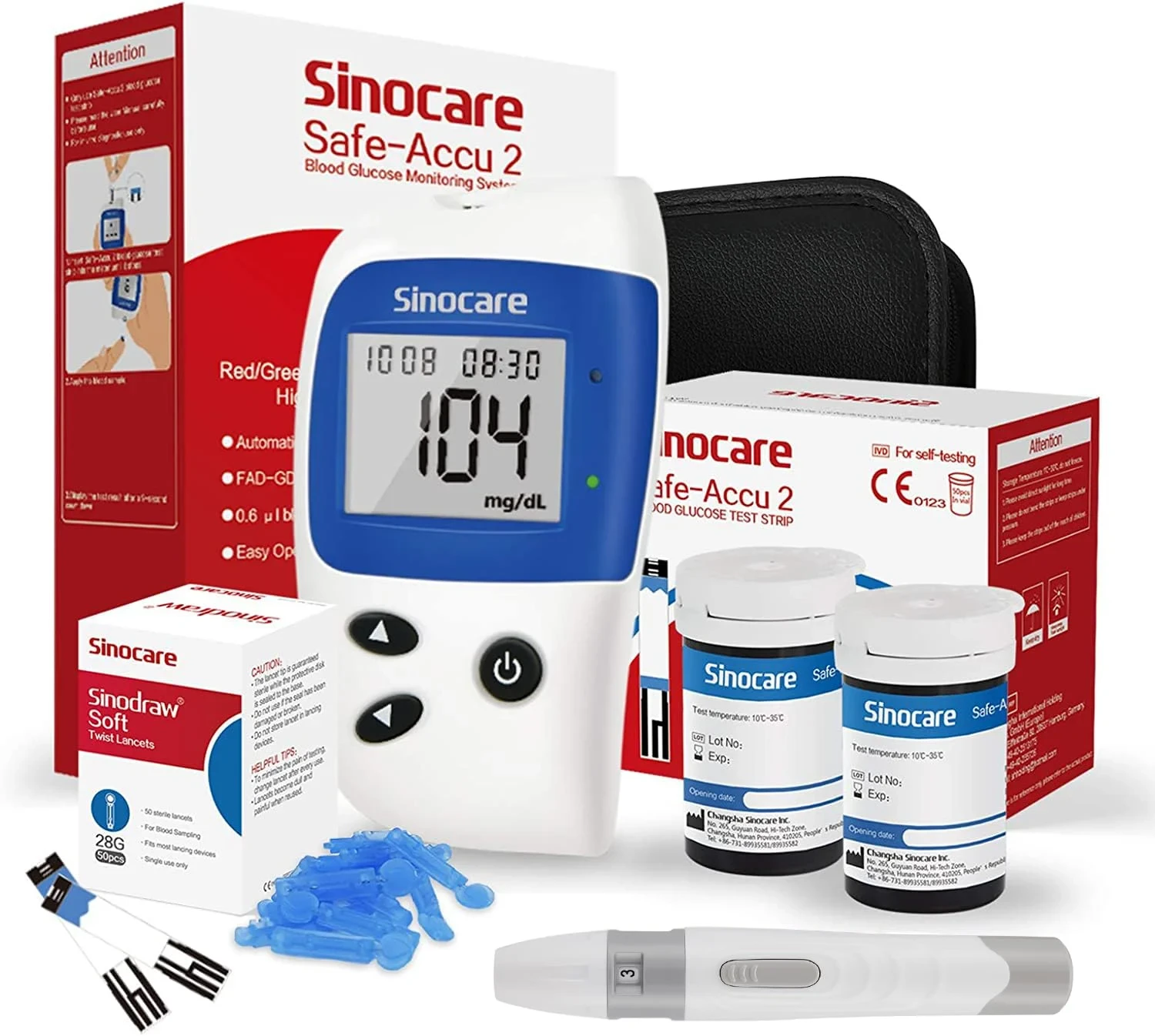 Medidor de glucosa en sangre Safe Accu2 de Sinocare