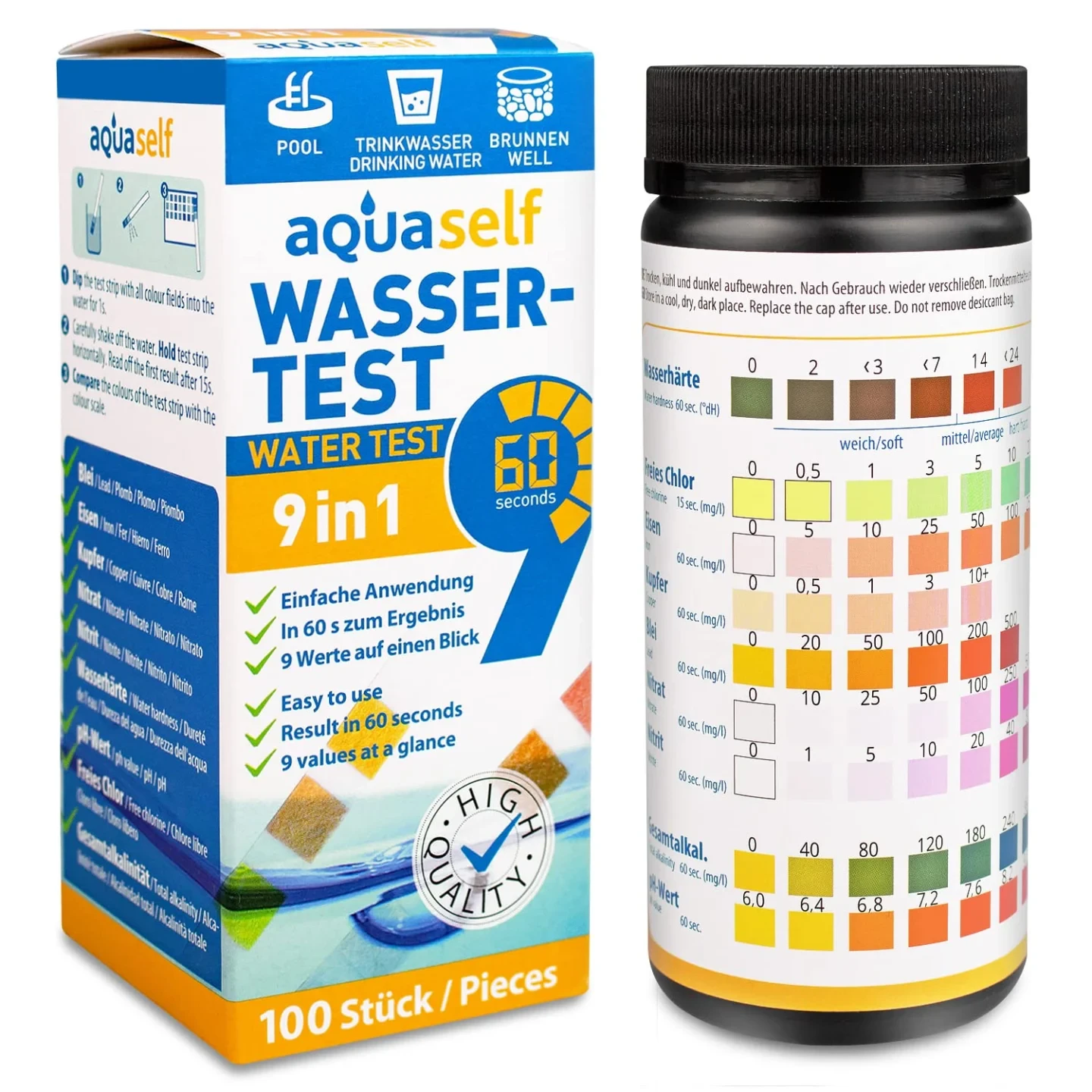 aquaself Bandelettes de test pour l’eau