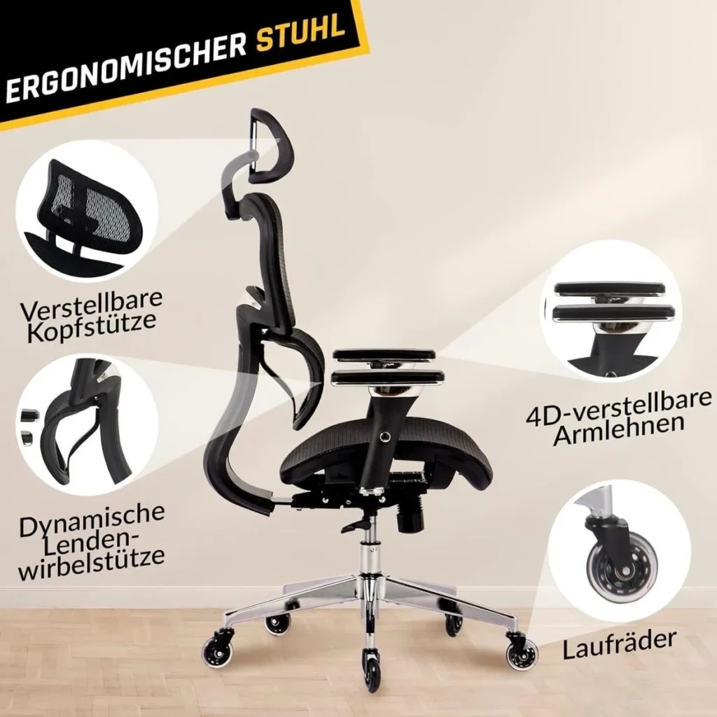 KLIM Technologies – KLIM K800 Chaise de bureau ergonomique