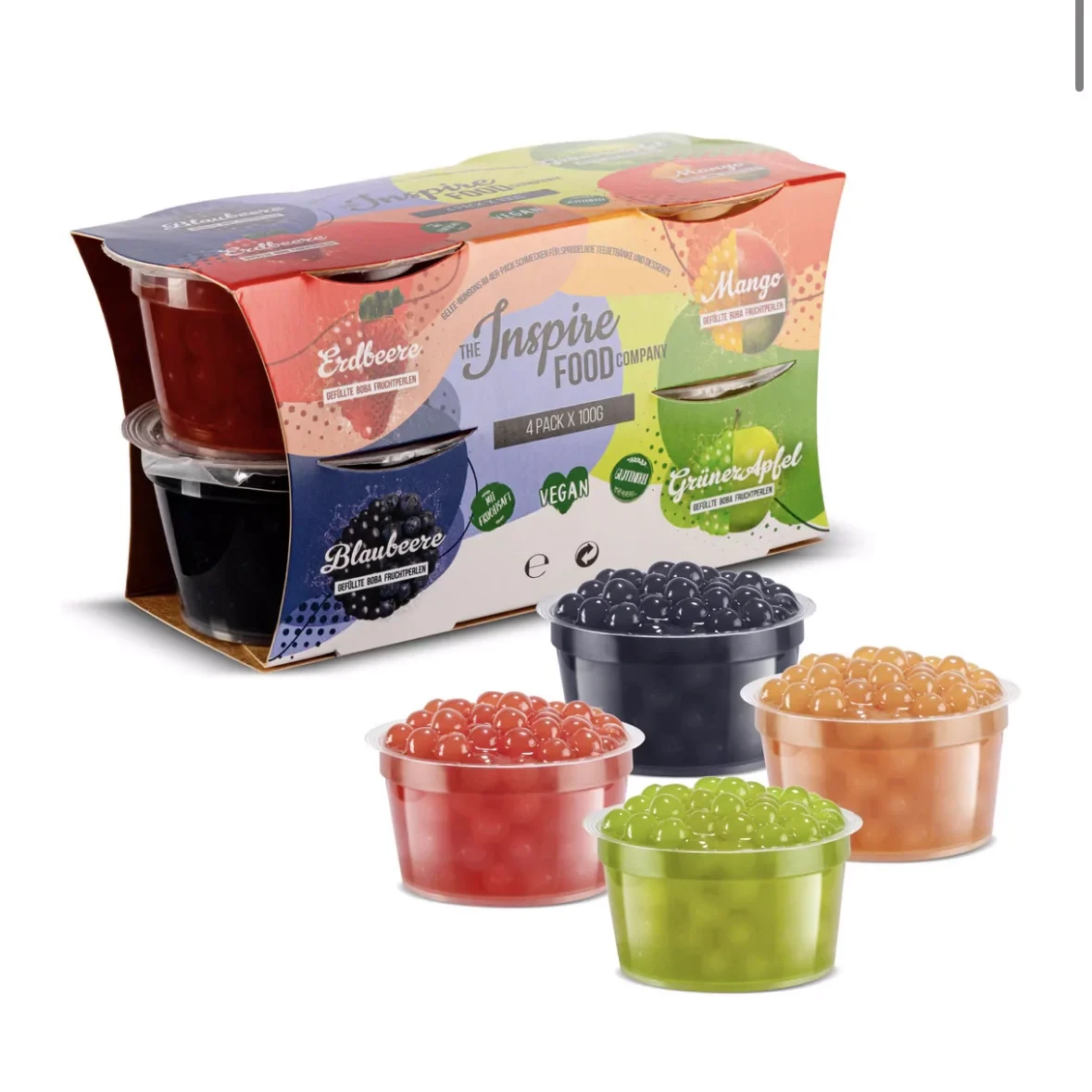 The Inspire Food Company Popping Boba Set – 4 varieties of fruit pearls